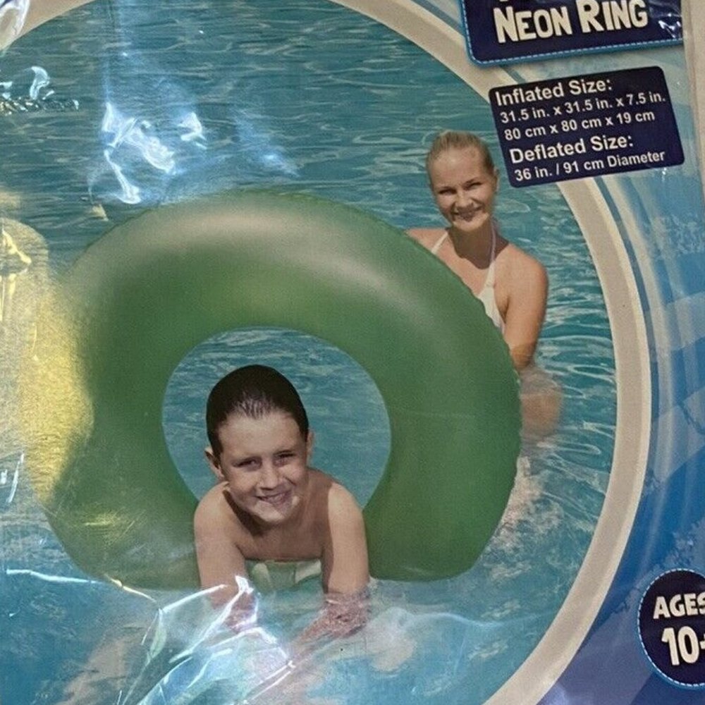 H2O GO! Frosted Neon Green Swim Pool Ring Inflatable by Bestway
